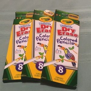 3 PK Crayola Washable Dry Erase Color Pencils 8 CT